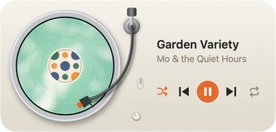 The widget as the Mint and Cream turntable